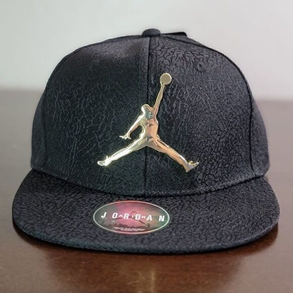 Air Jordan 1 2 3 4 5 6 8 11 12 OG Retro Bred Playoffs Snapback Hat Black Gold - Picture 1 of 10